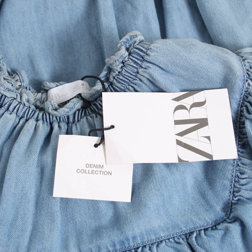 Zara Kids Tiered Denim Ruffle Dress – Size 9 (134cm) NWT - Picture 5 of 8